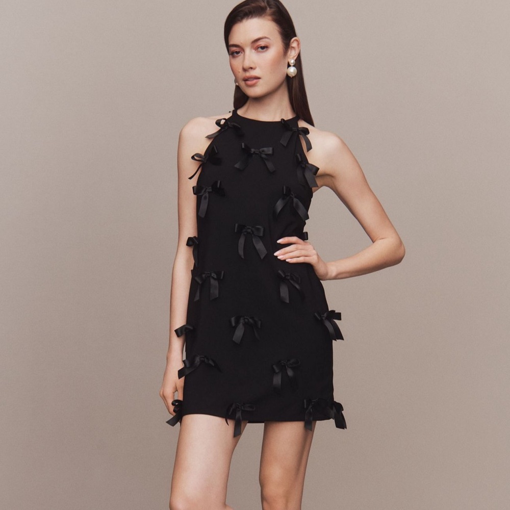 Hutch Black Mini Dress with Bow Details